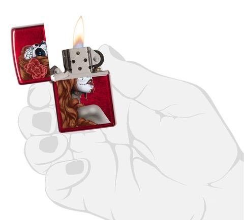 Зажигалка ZIPPO Day of Dead с покрытием Candy Apple Red™ 28830