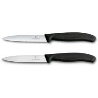 Набор Victorinox кухонный, 2 предмета, лезвие прямое и волнистое, черный