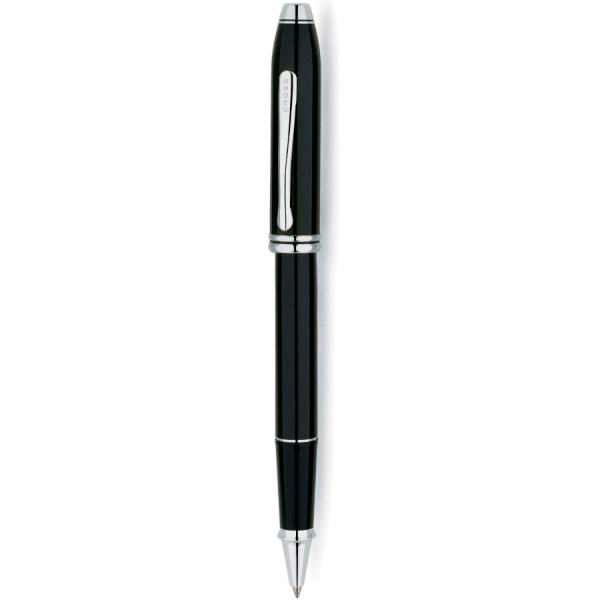 Ручка роллер Cross TOWNSEND-BLACK LACQUER RHODIUM PLATED