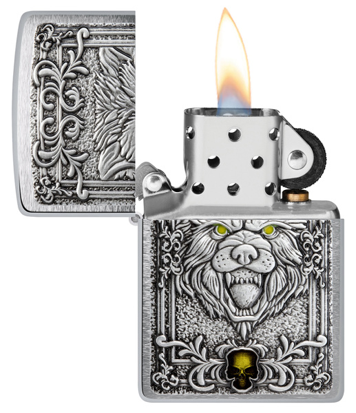 Зажигалка ZIPPO Wolf Emblem с покрытием Brushed Chrome 48690