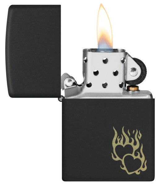 Зажигалка ZIPPO Fire Heart с покрытием Black Matte 46004
