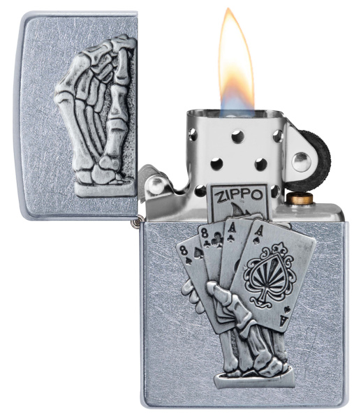 Зажигалка ZIPPO Dead Mans Hand с покрытием Street Chrome 49536
