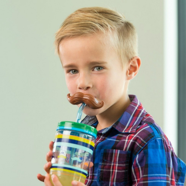 Стакан для воды CONTIGO FUNNY STRAW ELECTRIC BLUE MUSTACHE (470 мл)