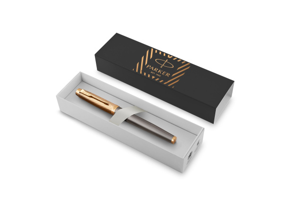 Ручка перьевая Parker IM Premium Pioneers F329, Arrow Grey GT (Перо F)