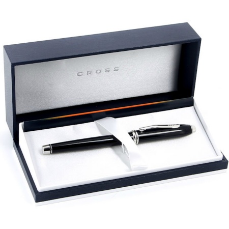 Ручка роллер Cross TOWNSEND-BLACK LACQUER RHODIUM PLATED