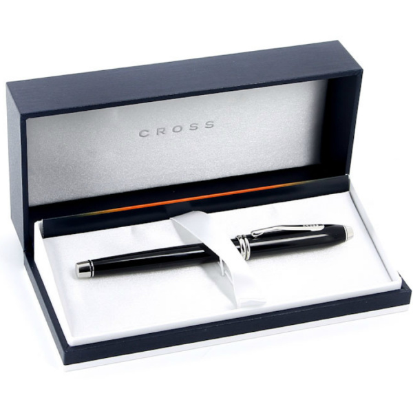 Ручка роллер Cross TOWNSEND-BLACK LACQUER RHODIUM PLATED