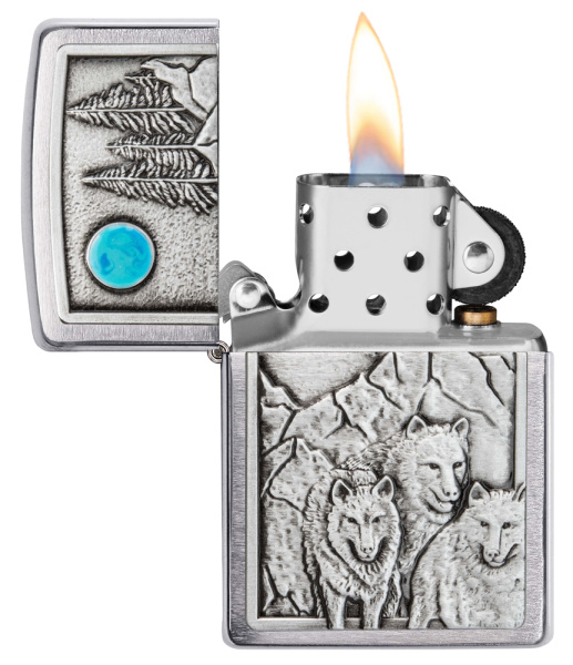 Зажигалка ZIPPO Wolf Design с покрытием Brushed Chrome 49295