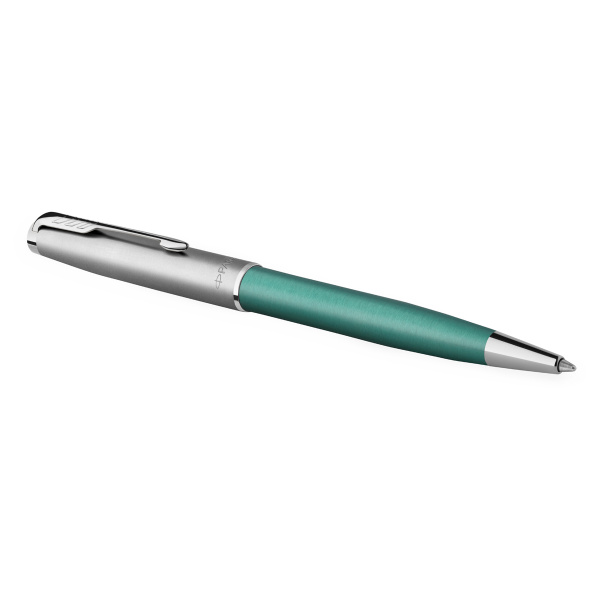 Ручка шариковая Parker "Sonnet Sand Blasted Metal&Green Lacquer"