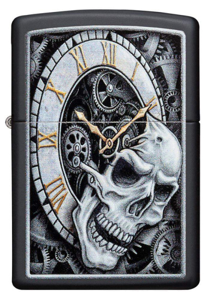 Зажигалка ZIPPO Skull Clock с покрытием Black Matte 29854