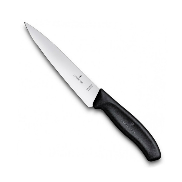 Нож Victorinox разделочный, лезвие 15 см, черный в блистере