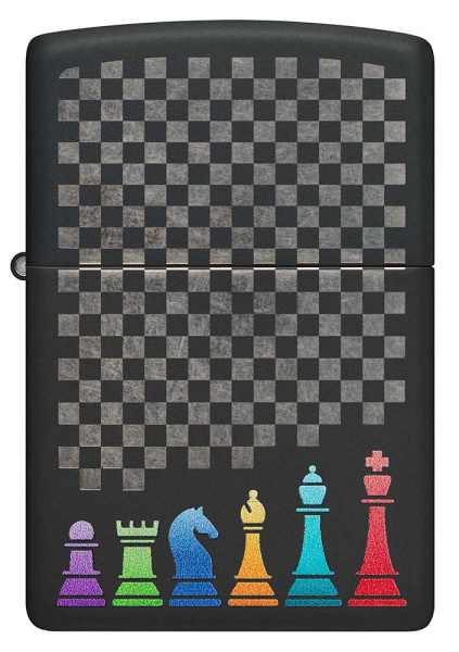 Зажигалка ZIPPO Chess Pieces с покрытием Black Matte 48662