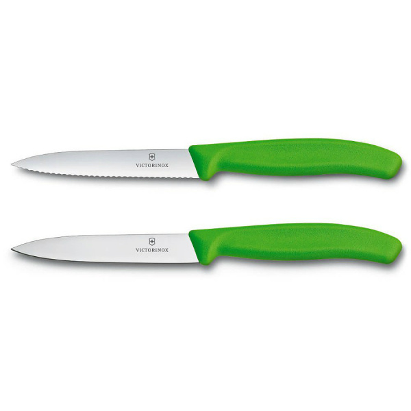 Набор Victorinox кухонный, 2 предмета, лезвие прямое и волнистое, зеленый
