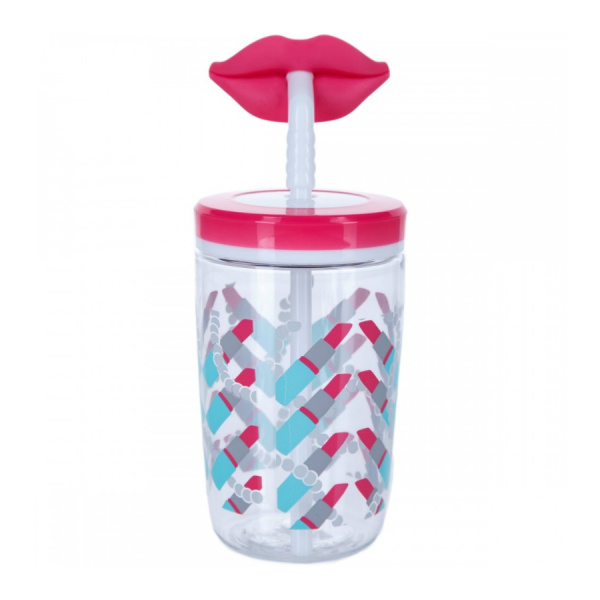 Стакан для воды CONTIGO FUNNY STRAW CHERRY BLOSSOM LIPS (470 мл)