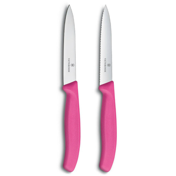 Набор Victorinox кухонный, 2 предмета, лезвие прямое и волнистое, розовый