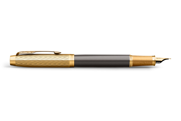 Ручка перьевая Parker IM Premium Pioneers F329, Arrow Grey GT (Перо F)