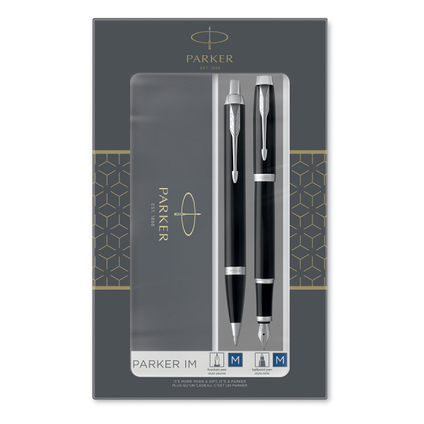 Подарочный набор Parker: Ручка перьевая + ручка шариковая Parker IM - Black CT