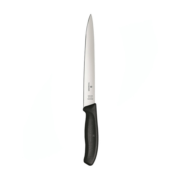 Нож Victorinox филейный, лезвие 20 см гибкое, черный, в картонном блистере