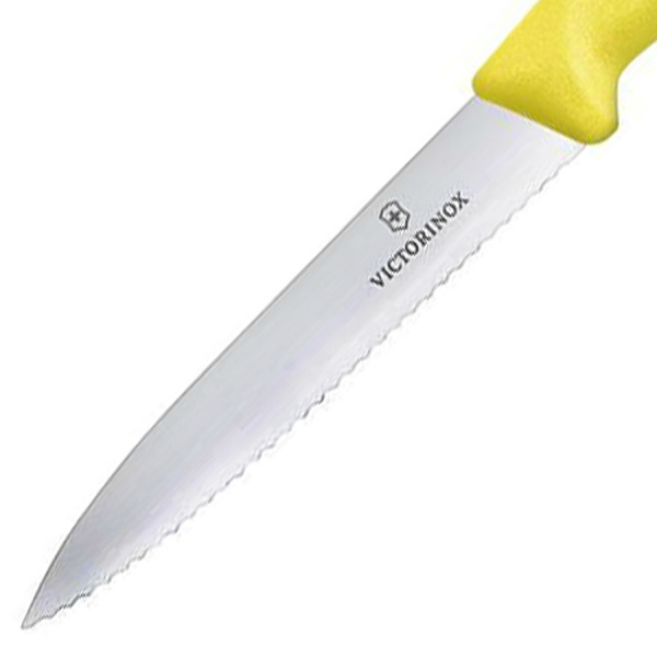 Нож Victorinox для очистки овощей, лезвие 10 см волнистое, желтый