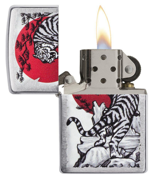 Зажигалка ZIPPO Asian Tiger с покрытием Brushed Chrome 29889