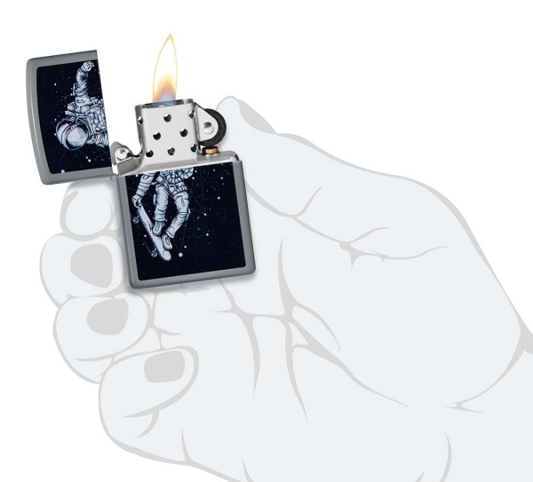 Зажигалка ZIPPO Skateboarding Astronaut с покрытием Flat Grey 48644