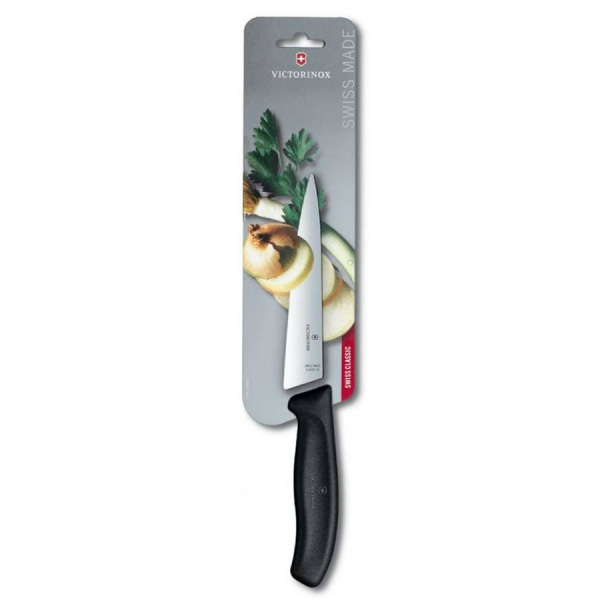 Нож Victorinox разделочный, лезвие 15 см, черный в блистере