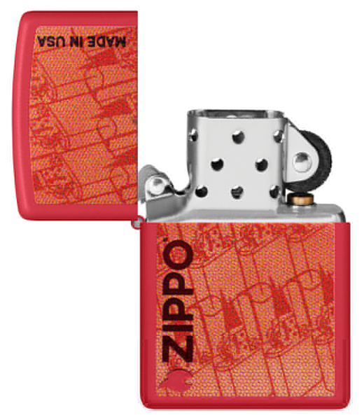 Зажигалка ZIPPO Made in USA Design с покрытием Red Matte 46487