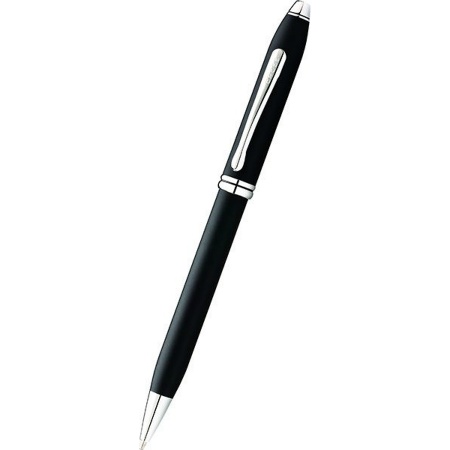 Ручка шариковая Cross TOWNSEND-BLACK LACQUER RHODIUM PLATED