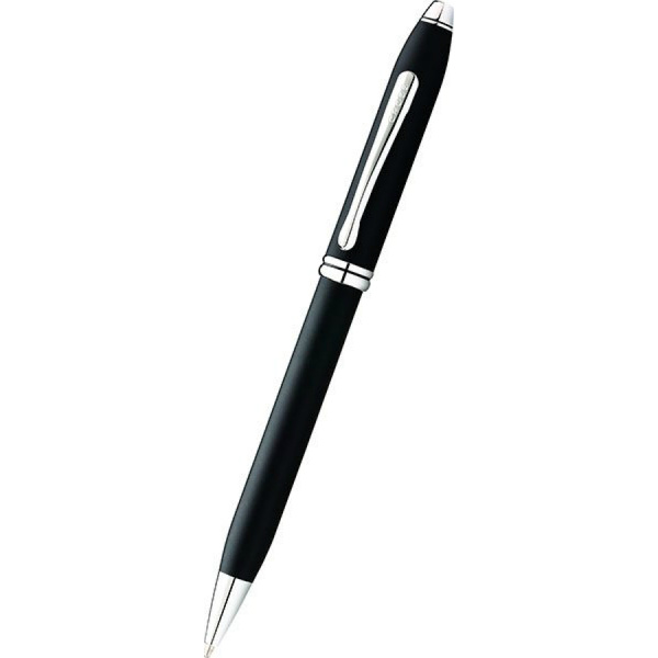 Ручка шариковая Cross TOWNSEND-BLACK LACQUER RHODIUM PLATED