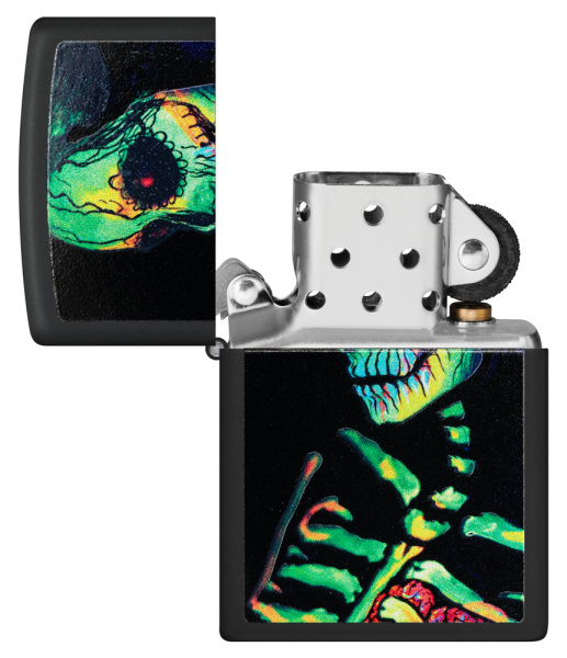 Зажигалка ZIPPO Skeleton Design с покрытием Black Light 48761