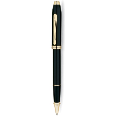 Ручка роллер Cross TOWNSEND-BLACK LACQUER GOLD PLATED