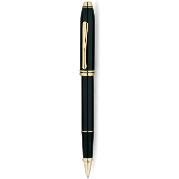 Ручка роллер Cross TOWNSEND-BLACK LACQUER GOLD PLATED