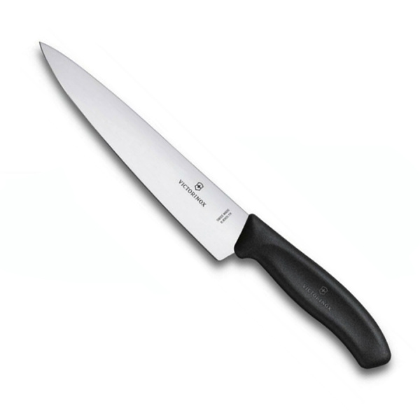Нож Victorinox разделочный, лезвие 19 см, черный, в картонном блистере