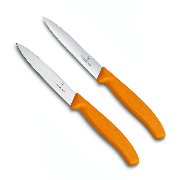 Набор Victorinox кухонный, 2 предмета, лезвие прямое и волнистое, оранжевый