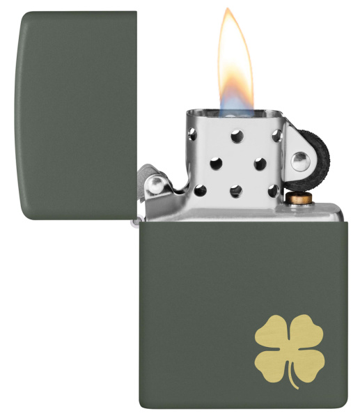 Зажигалка ZIPPO Four Leaf Clover с покрытием Green Matte 49796