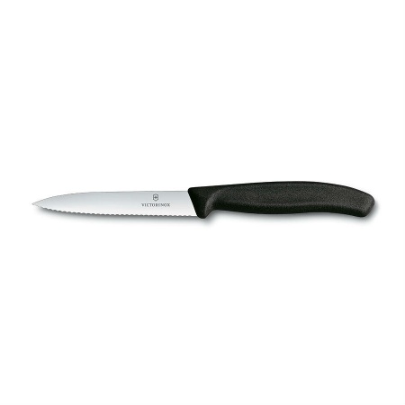 Нож Victorinox для очистки овощей, лезвие 10 см волнистое, черный