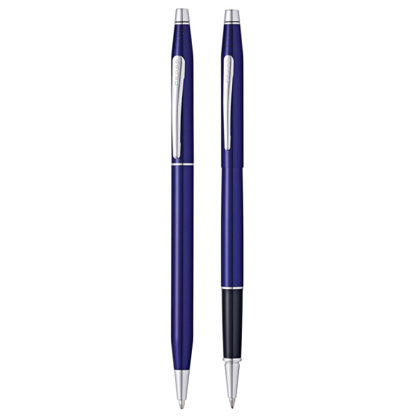 Набор подарочный Cross Classic Century - Translucent Blue Lacquer, шариковая ручка + ручка-роллер