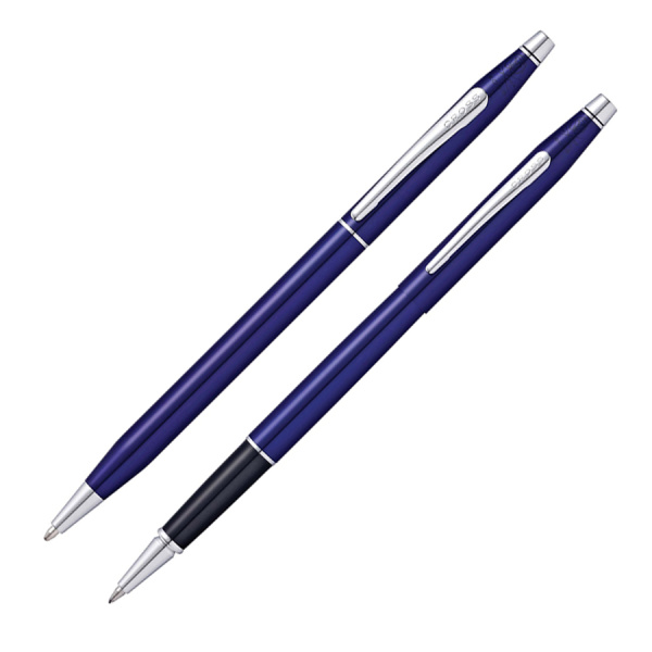 Набор подарочный Cross Classic Century - Translucent Blue Lacquer, шариковая ручка + ручка-роллер