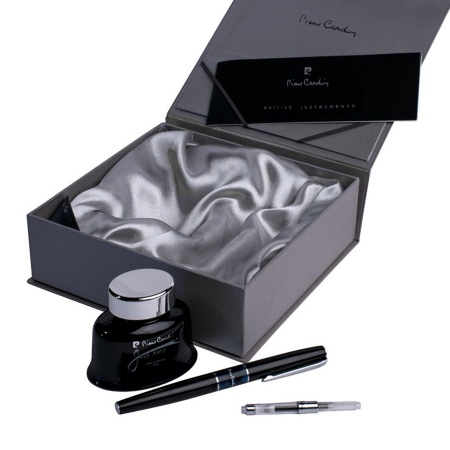 Набор подарочный Pierre Cardin Libra - Black, перьевая ручка + флакон чернил