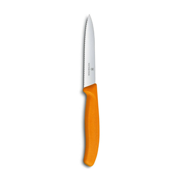 Нож Victorinox для очистки овощей, лезвие 10 см волнистое, оранжевый