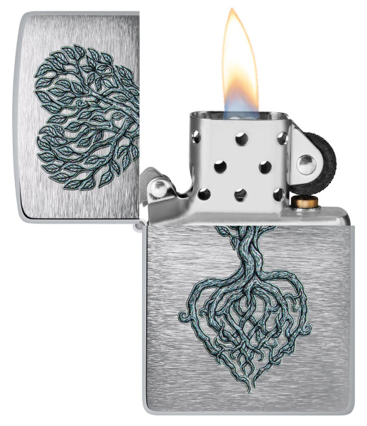 Зажигалка ZIPPO Rooted in Love Design с покрытием Brushed Chrome 46232