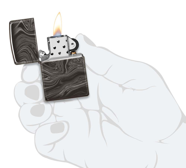 Зажигалка ZIPPO Marble Pattern с покрытием High Polish Black 49812
