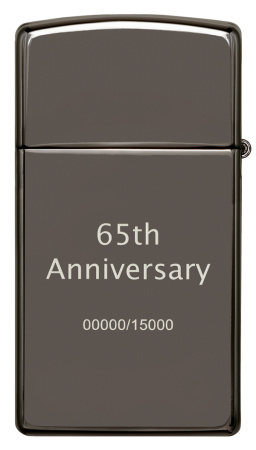 Зажигалка ZIPPO узкая в честь 65-летия с покрытием черный лед | Slim® 65th Anniversary Black Ice® 49709