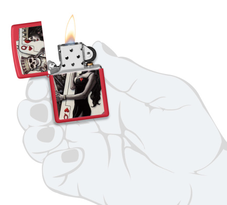 Зажигалка ZIPPO Skull King Queen Beauty с покрытием Red Matte 48624