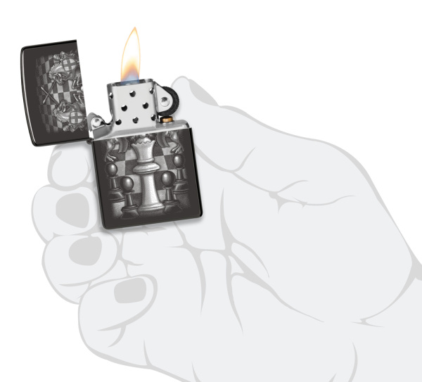Зажигалка ZIPPO Chess Design с покрытием High Polish Black 48762