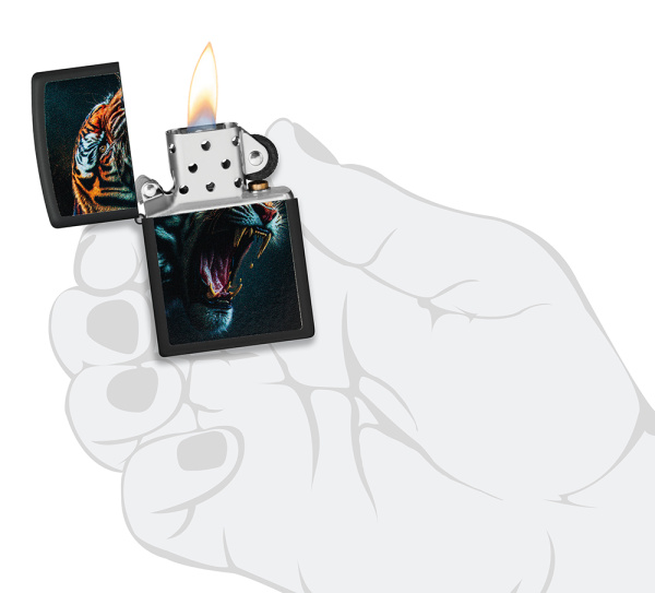 Зажигалка ZIPPO Tiger Roar Design с покрытием Black Matte 46241