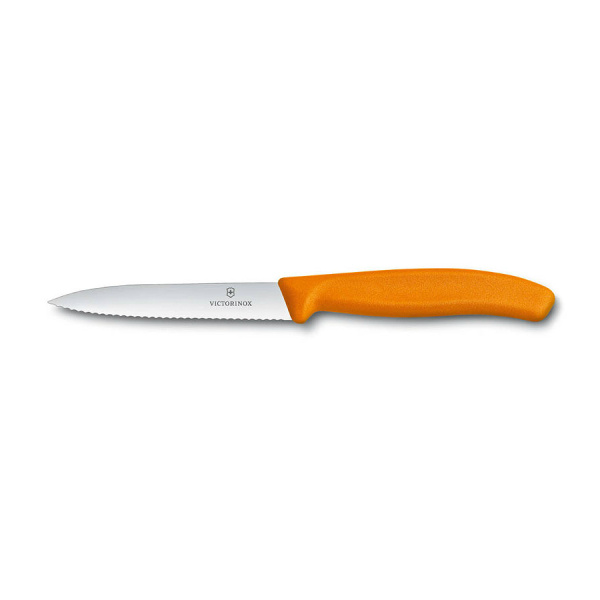 Нож Victorinox для очистки овощей, лезвие 10 см волнистое, оранжевый
