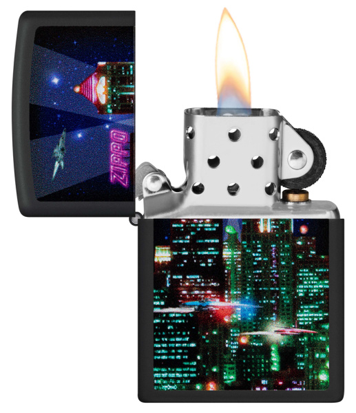 Зажигалка ZIPPO Cyber City с покрытием Black Matte 48506