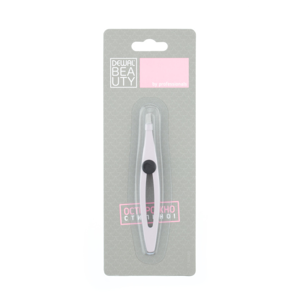 Пинцет Dewal Beauty косметический с силиконовой вставкой TW-65C