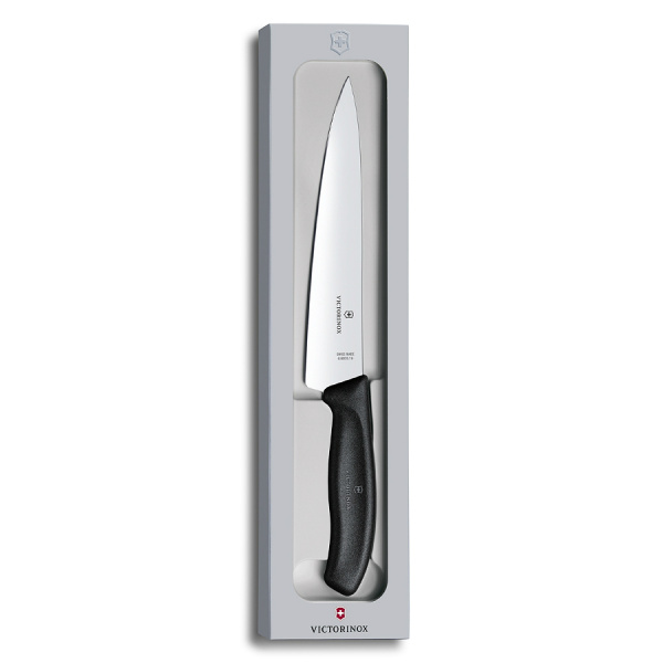 Нож Victorinox разделочный, лезвие 22 см, черный (подарочная упаковка)