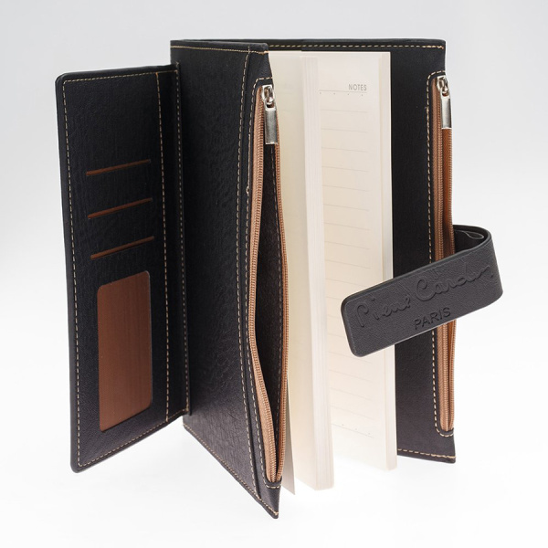Записная книжка Pierre Cardin черная в обложке, 21,5х15,5х3,5 см